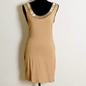 Silver Jeweled Accent Sleeveless Low Back Dress